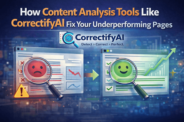 How Content Analysis Tools Like CorrectifyAI Fix Your Underperforming Pages 