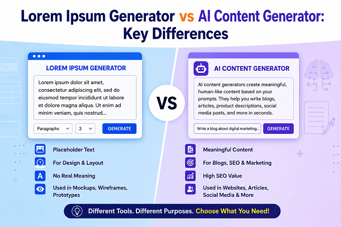 Lorem Ipsum Generator vs AI Content Generator: Key Differences 